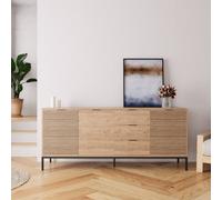 BIMOSSA Alya 180 cm Sideboard Cabinet with Fluted Doors, Drawers & Storage in Light Oak BIMOSSA Light Oak