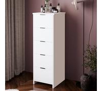BIMOSSA Laura 5 Drawer Storage Cabinet, Slim Unit for Bedroom & Hallway in White BIMOSSA White