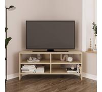 BIMOSSA Roy Corner TV Unit for 43 - 48 Inch TVs, Modern Corner TV Stand Cabinet w/ Storage Shelves, Space Saving Media Console for Living Room BIMOSSA Light Oak
