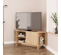BIMOSSA Teo Corner TV Stand, Compact Unit for up to 48 inch TVs with Cabinet in Light Oak BIMOSSA Light Oak