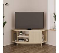 BIMOSSA Teo Corner TV Stand, Compact Unit for up to 50 inch TVs with Cabinet in Light Oak BIMOSSA Light Oak