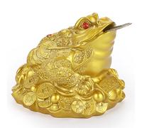 BIMUYI Lucky Money Toad, Feng Shui Frog with Coin, Gold Frog Decorative Statue