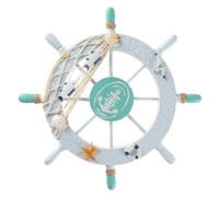 BIMUYI Ship Steering Wheel Decor, Wooden Boat Helm Wheel, 28cm Diameter, Nautical Rudder Wall Hanging Ornament