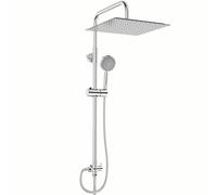 BIMVER Shower Mixer Set, Height Adjustable Shower System with 5 Jet Types Handheld Shower & 30×30cm Square Overhead Rainfall Shower Head, Water Saving Stainless Steels Shower Kit Without Tap, Chrome