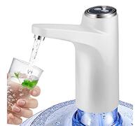 BIMVER Water Dispenser for 5 Gallon Bottle, 600ml Quantitative Water Pump,2 Colors Power Light,Portable USB Charging Bottle Pump,Multipurpose Dispenser for Home Camping for 2-5 Gallon, White