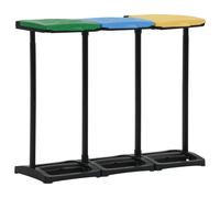 Bin Bag Stand Multicolour 98x36x82cm 100% PP 3-compartment Waste Sorter Home Eco