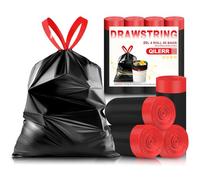 Bin Bags 20L Thick Drawstring Bin Liners with Tie Handles - 60 Count Pedal Trash Bags for 15-20L Bins, Fits Bathroom, Kitchen, Office, Bedroom, Black