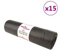 Bin Bags 240L Black LDPE 100x115cm 48μm Drawstring 15 Rolls 150pc HeavyDuty Pro
