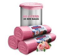 Bin Bags 60L - Roses Scented Bin Bags (60L Count 30 Bags) Bathroom Bin Liners with Drawstring for Pedal Bin Liners, Ideal for Sanitary Disposable Bags