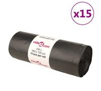 Bin Bags Black 240L 100x125cm LDPE 48μm Heavy Duty Tear Resistant 150pcs 15Rolls