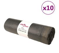 Bin Bags Black 50x81cm LDPE 60L Drawstring Strong 10x25pcs Roll Pack TearResist