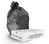 Bin Bags Black | Extra Heavy Duty Refuse Sacks | 160 Gauge Trash Bags | 40 Micron | AQUARIUS | 200/Box