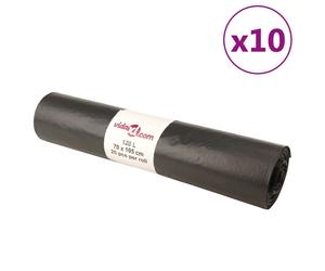 Bin Bags Black LDPE 70x105cm 120L 30um 25pcs per Roll 10 Rolls 250pcs TearResist