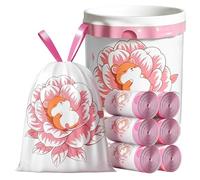 Bin Bags Camellia Scented Small 2.6 Gallon Trash Bags 10-15L Bin Liners with Drawstrings Durable 120 PCS for Home Office Kitchen & Bathroom that Keep Your Waste Basket Fresh Beautiful Print - 45x45 cm