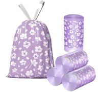 Bin Bags Cherry Blossom Scented Small 2.6Gallon Trash Bags 10-15L Bin Liners with Drawstrings 120PCS for Home Office Kitchen& Bathroom that Leaves Your Swing Bin Smelling Fresh Beautiful Print 45*50CM