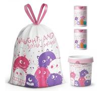 Bin Bags Cute Monster Small 2.6 Gallon Trash Bags 10-15L Bin Liners with Drawstrings Durable 124 PCS for Home Office Kitchen Bathroom Durable & Thickened Tear-Free Garbage Bags Beautiful Print-45x50cm
