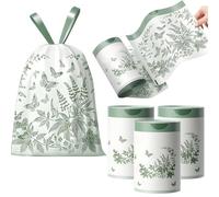 Bin Bags Mugwort Scented 4-6 Gallon Small Trash Bags 20L Anti-Mosquito Bin Liners with Drawstrings 100 PCS for Home Office Kitchen & Bathroom that Leaves Your Swing Bin Smelling Fresh Print 50 * 58CM