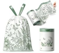 Bin Bags Mugwort Scented Small 2.6 Gallon Trash Bags 10-15L Tear-free Bin Liners with Drawstrings 120 PCS for Home Office Kitchen & Bathroom that Leaves Your Swing Bin Smelling Fresh Beautiful Print
