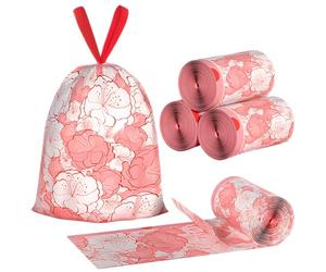 Bin Bags Plum Floral Scented Small 2.6 Gallon Trash Bags 10-15L Bin Liners with Drawstrings 120 PCS Tear-Resistant for Home Office Kitchen &Bathroom that Leaves Your Swing Bin Portable Fresh45 * 50CM