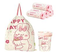 Bin Bags Rose Scented Small 2.6 Gallon Trash Bags 10-15L Bin Liners with Drawstrings 120 PCS for Home Office Kitchen & Bathroom that Keep Your Waste Basket Fresh Beautiful Print - 45x50 cm - Pink