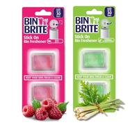 Bin Brite Stick On Bin Freshener 2 Assorted Packs - Berry Blast and Citronella & Lemongrass Scents - 2x5g Each, Total of 4 Stick On Bin Freshener and Odour Eliminator bundled by Great British Home