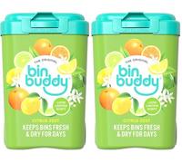 Bin Buddy Fresh Citrus, 450g, Bin Freshener Deodoriser Powder, Leaves Your Bin Smelling Great, Suitable for Indoor and Outdoor Bins (Pack of 2)