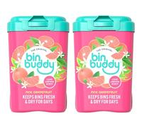 Bin Buddy Fresh Pink Grapefruit 450g, Pack of 2 - Bin Freshener Deodoriser Powder, Leaves Your Bin Smelling Great - Suitable for Indoor and Outdoor Bins