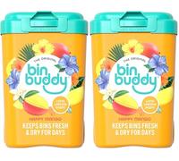 Bin Buddy Happy Mango - Leaves Your Bin Fresh and Smelling Great - Suitable for Indoor, Kitchen, Bathroom, Compost, Food Waste and Outdoor Wheelie Bins (Pack of 2)