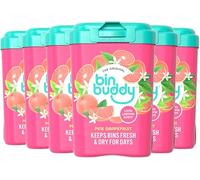 Bin Buddy Pink Grapefruit, 450g, Pack of 6, Bin Freshener Deodoriser Powder, Leaves Your Bin Smelling Great, Suitable for Indoor and Outdoor Bins
