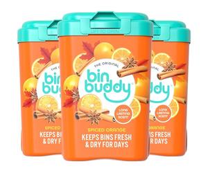 Bin Buddy Spiced Orange, Pack of 3 - Leaves Your Bin Fresh and Smelling Great - Suitable for Indoor, Kitchen, Bathroom, Compost, Food Waste and Outdoor Wheelie Bins