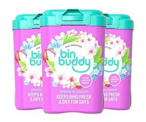 Bin Buddy Spring Blossom, Pack of 3 - Leaves Your Bin Fresh and Smelling Great - Suitable for Indoor, Kitchen, Bathroom, Compost, Food Waste and Outdoor Wheelie Bins