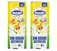 Bin Freshener Citrus Fresh 350g Pack of 2 - Dustbin Odour Destroyer Powder, Kitchen Bin Smell Remover, Waste Bin Deodorizer for Indoor Outdoor Use