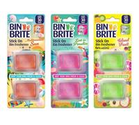 Bin Freshener Stick-On - 6 Pack Odor Eliminator & Deodorizer | 3 Long-Lasting Scents Mediterranean Sun, Paradise Island, Fruit | Easy Peel & Stick Air Freshener for Bins