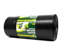 BIN IT 40 Drawstring, Everyday Refuse Sacks, Bin Bags, Bin Liners, 70 Litre, Recycled, Strong, Tear Resistant, 30 μm, Perfect for Everyday Use, Household, Office, Kitchen & Caterers