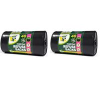 BIN IT 40 Everyday 70L Strong & Secure, Refuse Sacks, Bin Bags, Bin Liners, Flat Top, Recycled, Tear Resistant, 30 μm, Perfect for Everyday Use, Household, Office, Kitchen & Caterers (Pack of 2)