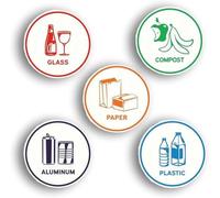 Bin Labels 15 PCS, General Waste Stickers for Bins Waterproof, Self-Adhesive, Bin Stickers Recycling and General Waste for Bins, Kitchen, Office, Outdoor Use, Easy Peel & Stick, Recycling & Genera