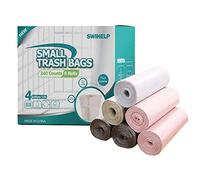 Bin Liners 240 Counts Small Plastic Bin Bags With Handle, Strong Wastebasket Trash Can Bin Liners for Bathroom Toilet, Bedroom, Office,Desk,Fit 15-20ltr