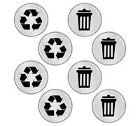Bin Stickers 8 Pieces Bin Labels White Stickers Recycling and General Waste Self Suitable for Outdoor Kitchens, Squares, Shopping Malls (7.6 * 7.6cm)