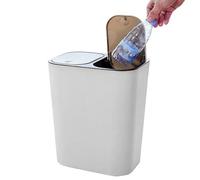 Bin Trash Can Two Compartment, Dry And Wet Separation Trash Can With pushes Lid, Space-Saving, 18L Detachable Rubbish Bin For Kitchen Office Living Room Double Compartment 33x29x21cm