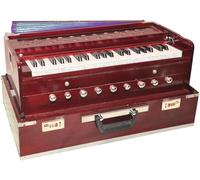 BINA No.17 Deluxe Harmonium, 2024 Edition, 3 1/2 Octaves, Checked & Retuned by Aakrati Musicals, Folding, Special Reeda, 9 Stops, Rosewood Color, Indian Keyboard, in USA