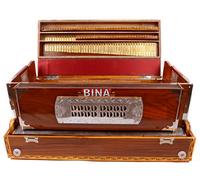 WORLD'S BEST! BINA PRO-GRADE INDIAN PORTABLE 9 SCALE CHANGER TEAK HARMONIUM + FLIGHT CASE