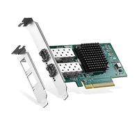 Binardat 2 Port 10G SFP+ PCIe Network Adapter, Intel X520 82599 LAN Controller, 10G/1G/100Mbps SFP+ Slot NIC Card for Windows/Linux/VMware