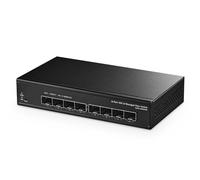 Binardat 8 Port 10 Gigabit Managed Switch - Supports 1G and 10G SFP+ Module - 160Gbps Bandwidth - L3 Web/CLI Management - Fanless Metal Network Switch