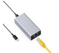 Binardat PoE Network Adaptor, IEEE802.3af/at PoE to Type-C Converter, Output USB C 5V/3A or 9V/2.22A Auto-Adaptive with Ethernet, 10/100Mbps, Wired Network and PD Charging for Smart Phone/Tablet