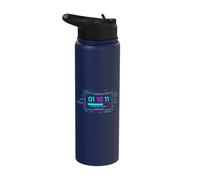 Binary 01 10 11 Robot Circuit Programmer Tech Stainless Steel Insulated Water Bottle