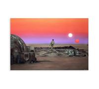 Binary Sunset Canvas Poster Bedroom Decor Landscape Office Room Decor Gift 20x30inch(50x75cm)