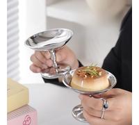 BinaryABC 2Pcs Mini Silver Ice Cream Bowls Stainless Steel Dessert Cups for Parfait Sundae Trifle Nuts Fruit Pudding Snack Cereal Party Favors Footed Sauce Cups