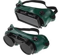 BinaryABC 2Pcs Welding Goggles Flip-Up Safety Glasses,Adjustable Fit Green Plastic Frame for Welding & Cutting Torch