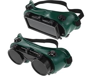 BinaryABC 2Pcs Welding Goggles Flip-Up Safety Glasses,Adjustable Fit Green Plastic Frame for Welding & Cutting Torch