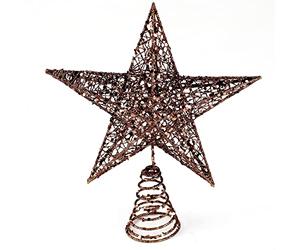 BinaryABC Christmas Tree Topper Star,Glittering Christmas Tree Decoration Ornaments,20cm (Coffee)